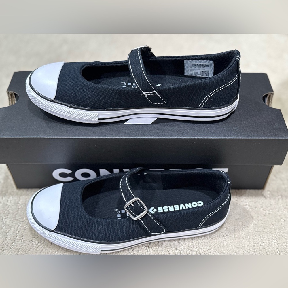 Converse Kids Black and White Mary Jane Sneakers